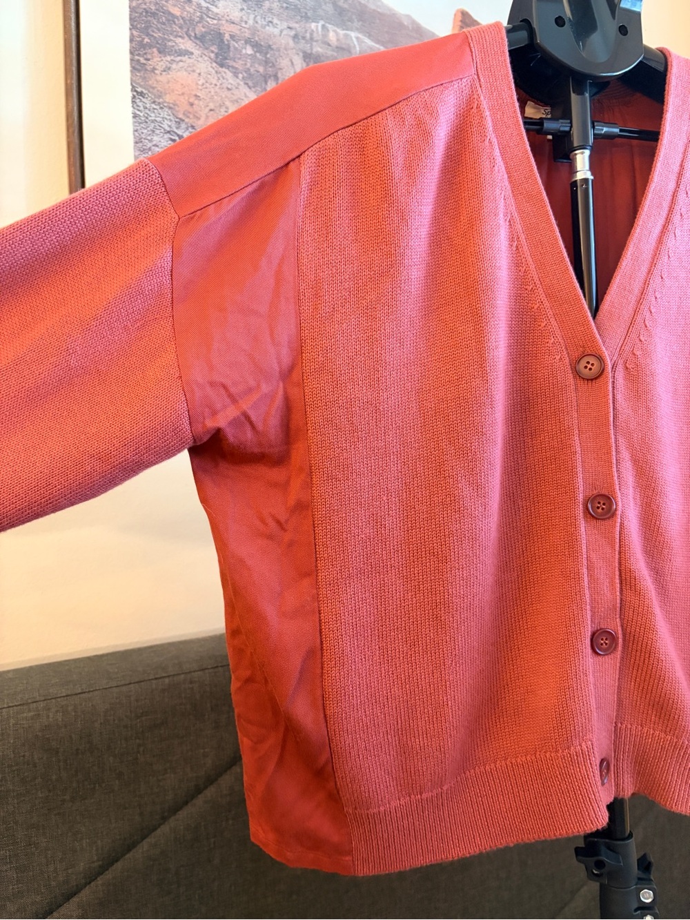 Splendid Coral-Orange Knit Cardigan Shirt | Women’s Medium Sweater